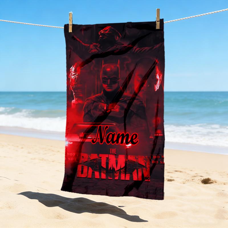 Custom Name Batman Saga Stylish Digital Printing Beach Towel Quick‑Drying Absorbent Blanket for Beach Pool Gym Travel