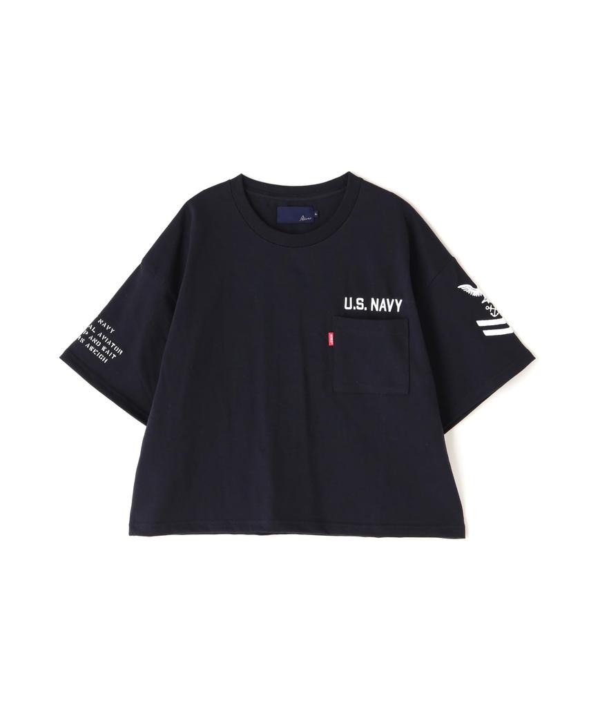 Avirex NAVAL POCKET SHORT T-SHIRT, Women's, Size F 120, Navy, 783-5935601