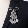 Bohemian Rhinestone Flower Tassel Brooch for Women - Exotic Style Suit Coat Pin