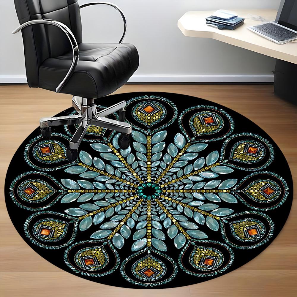 1PC Crystal Mandala Chair Carpet for Office Non-Slip, Lightweight, Machine Washable Rug for Office, Sleeping, Room - Holiday DecorPolyester