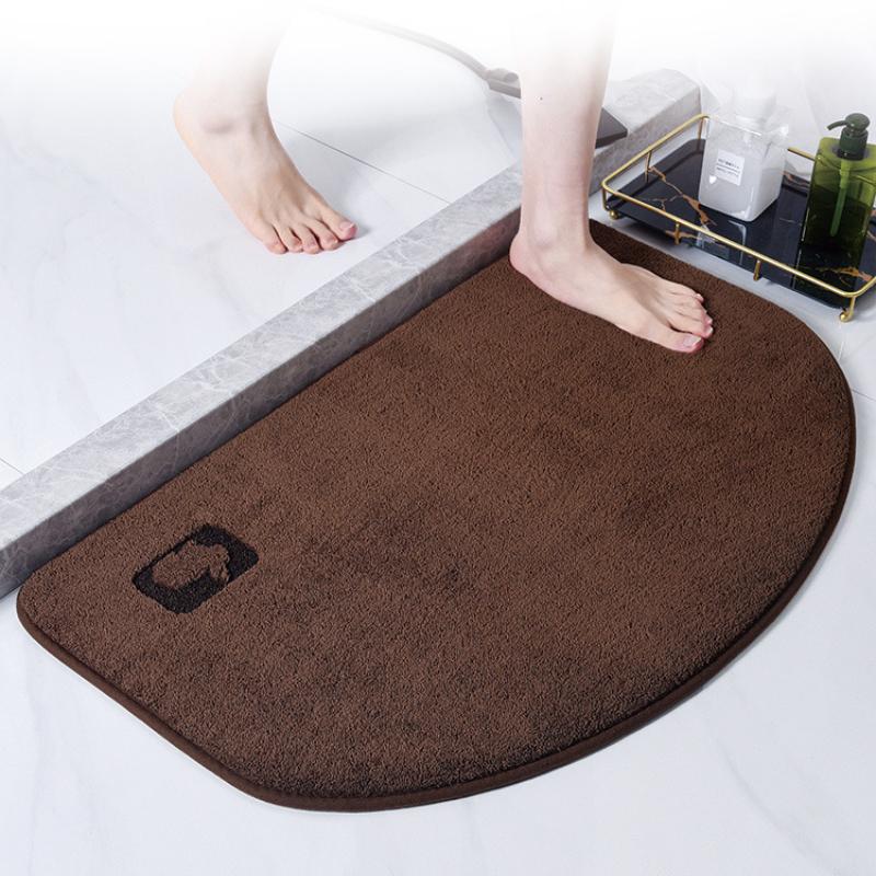 Luxurious Semi-Circular Memory Foam Bath Mat, Ultra Absorbent Bathroom Mat Anti-Slip Toilet Rug