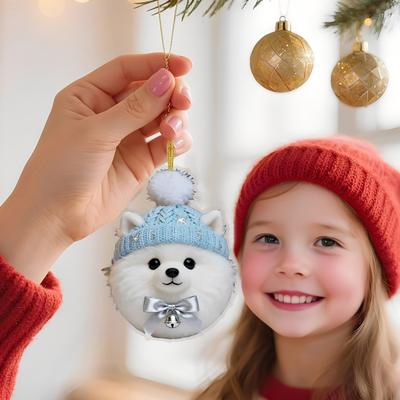 Winter Acrylic Cat Hanging Decoration Christmas Tree Knitted Hat Kitten Dog Rabbit Hedgehog Hanging Ornament Animal Pendant