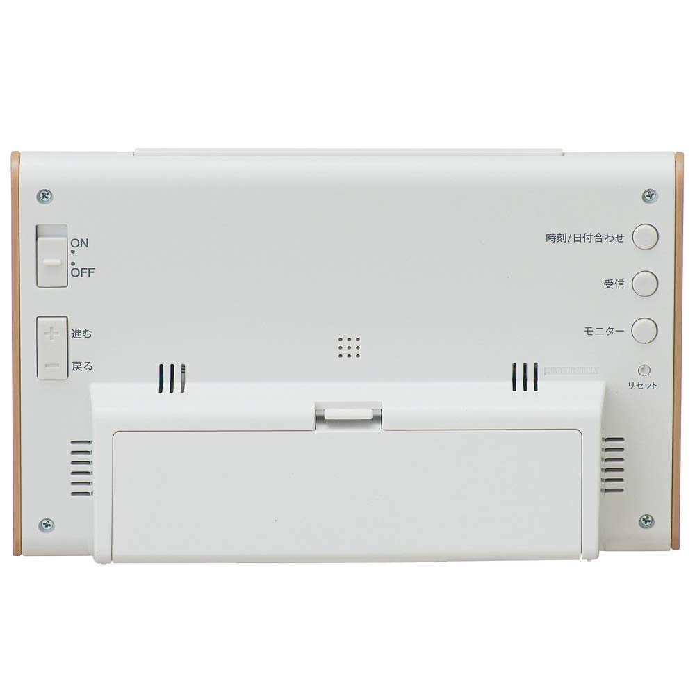 Seiko Clock Alarm Clock Radio Digital Calendar Temperature Humidity Display Light Brown Wood Grain Pattern SQ771B SEIKO White