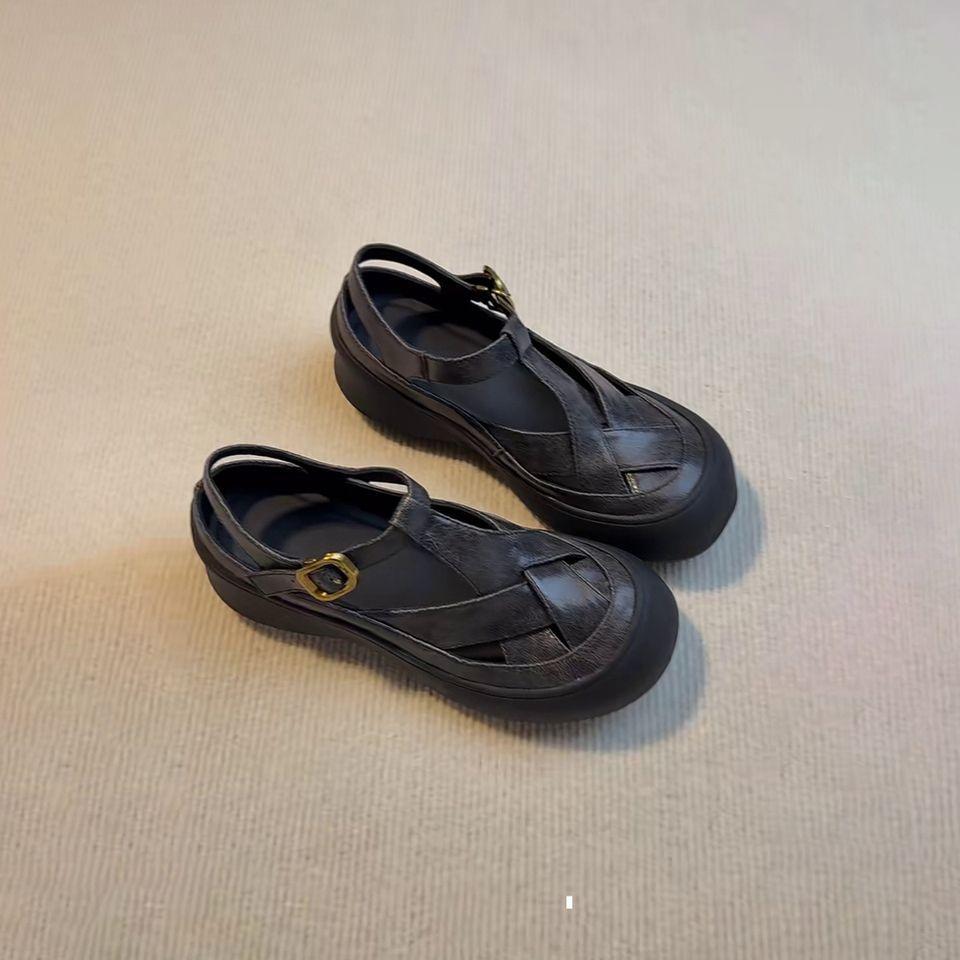 Thick-soled Bag Head Sandals Women's Summer New Casual and Comfortable Versatile Sports Roman Shoes Versatile and Popular Pig Cage Single Shoes