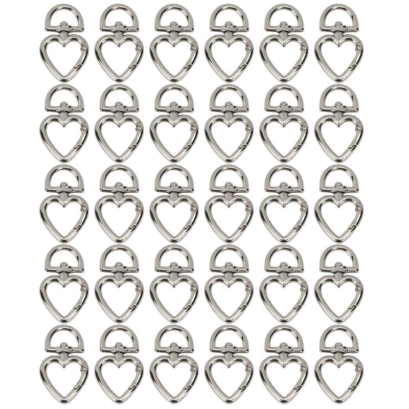 30 Pcs Heart Swivel Buckles Trigger Spring Keyring Buckle Clasps Hooks Durable