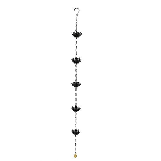 

Outdoor Lotus Rain Chain Heavy Duty Metal Garden Hanging Rain Catcher Cups Outside Gutters Downspouts Replacement Decorative Rain Chain чорний