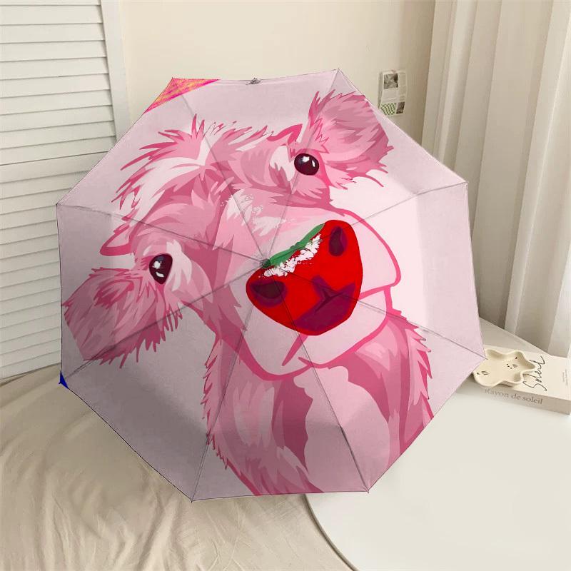 1pc cow apple Automatic Open/Close Umbrella Compact Folding Umbrella with 8-Rib Shaft for Women/Men, Elegant Birthday1318S