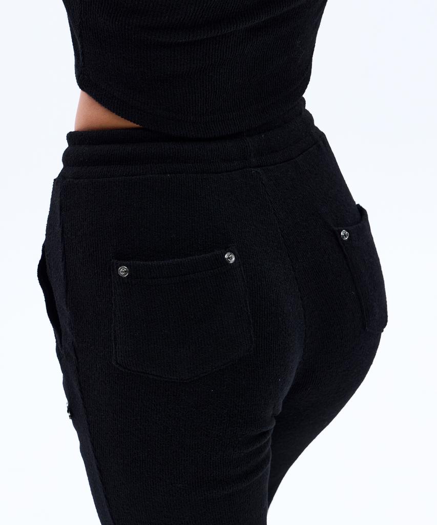 Mihag Metal Label Warm Touch Bootcut Pants (Black)