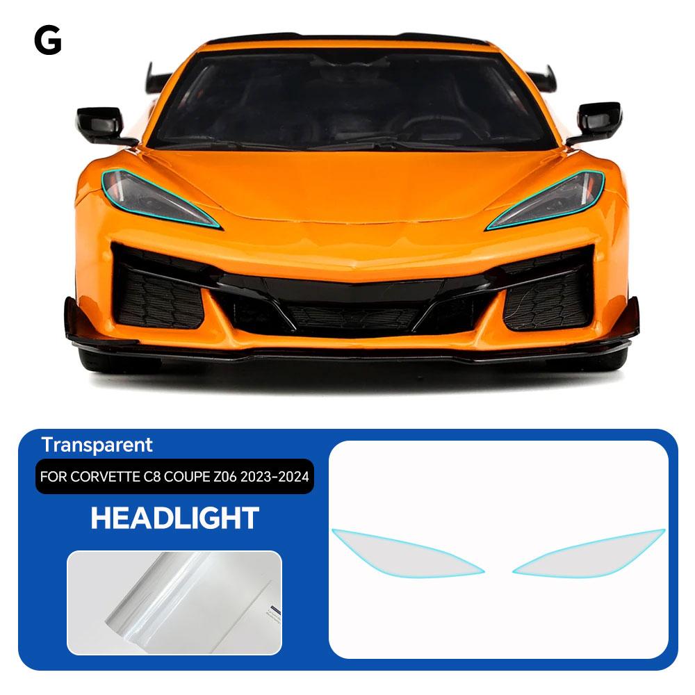 

For Corvette C8 Coupe Z06 2024 Headlight Rearview TPU Anti-scratch Protection Film Pre-cut Clear PPF Resistant Invisible Transparent Film