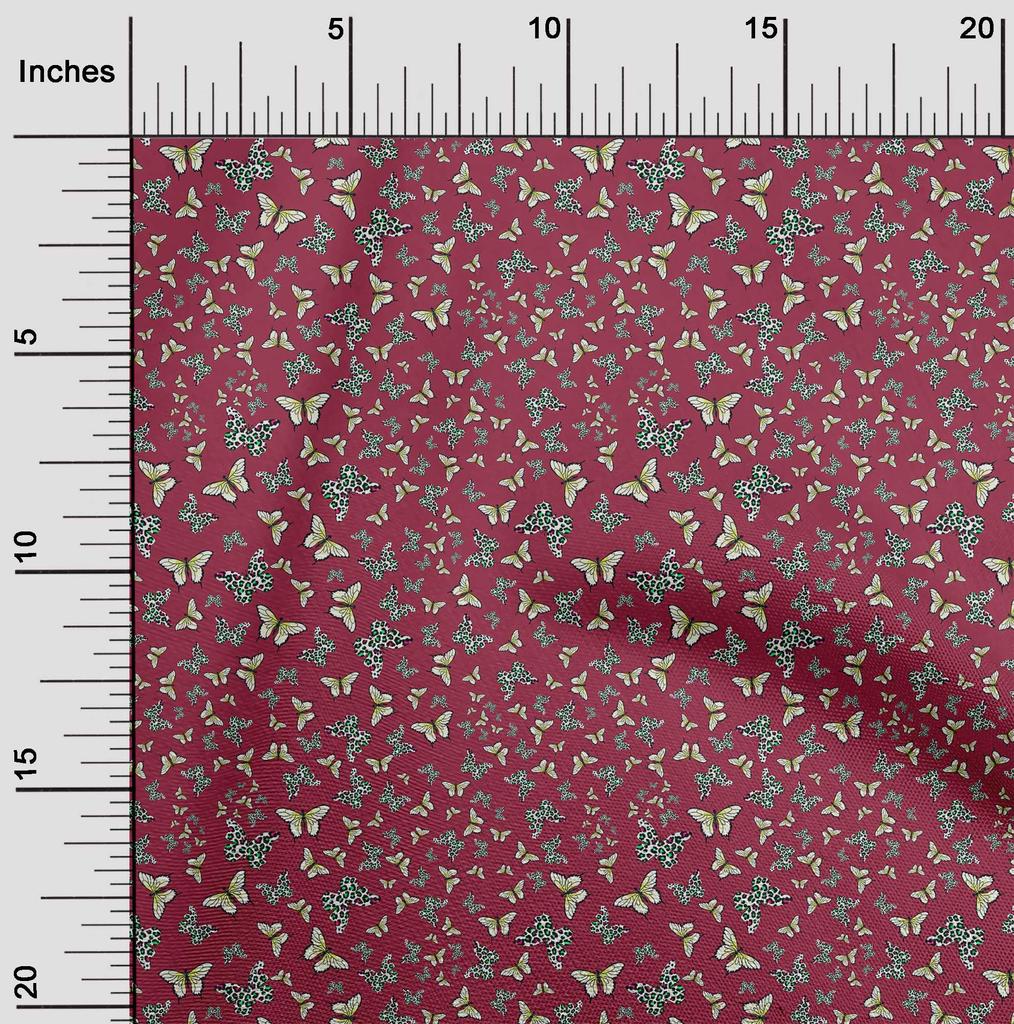 oneOone Cotton Flex Dark Magenta Fabric Butterflies Quilting Supplies Print Sewing Fabric By The Yard 40 Inch