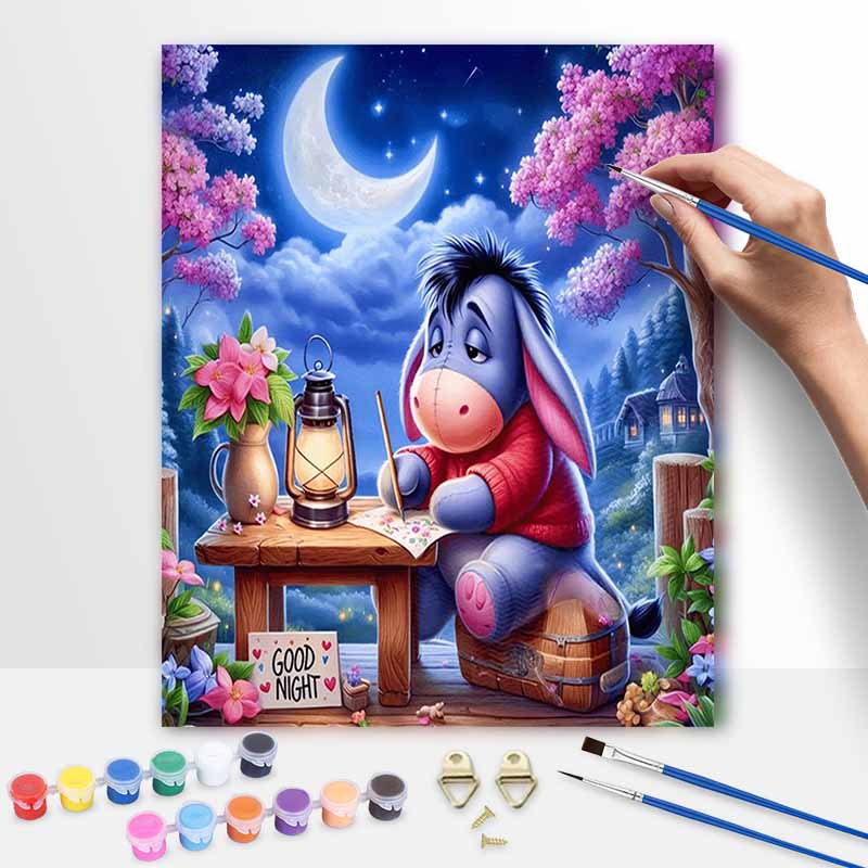 Disney Eeyore Painting Kit Home Decor Craft Perfect Gift Idea Art Supplies for Adults Dreamy Night Scene for Home Art Decoration