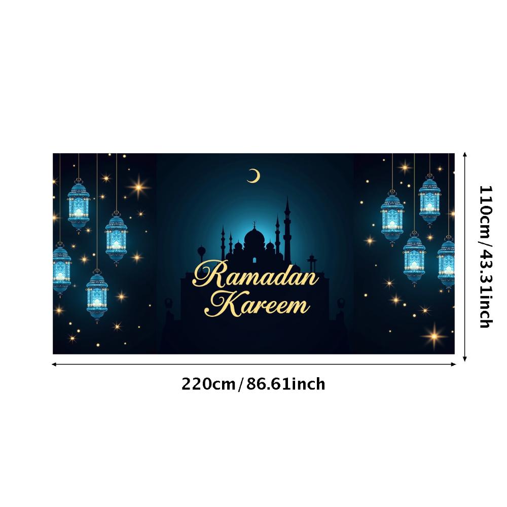 Ramadan Kareem Banner Mosque Lanterns Festive Welcome Backdrop Ramadan Mubarak Party Home Decor Photography Props Background