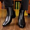 Herrenstiefel Spitz zulaufend Chelsea Boots Britischer Stil Reißverschluss Knöchelhohe Stiefel Größensteigernd Lederschuhe Große Größen Hoher Absatz Stiefel