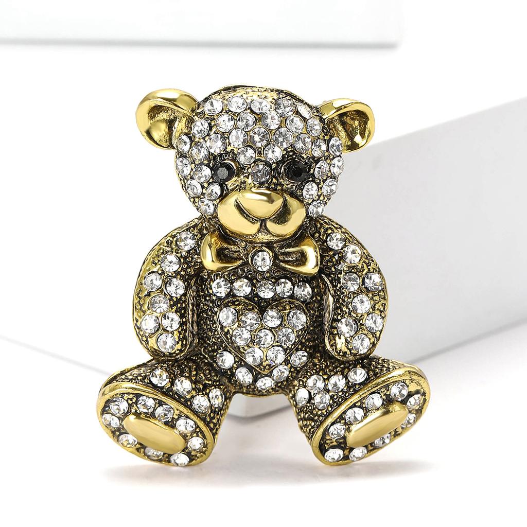 Einfache Persönlichkeit Legierung Strass Bär Brosche Modisch Vielseitig Herren- und Damenanzug Mantel Korsage Schmucknadel