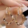 High-end, Luxurious Square-shaped Diamond-encrusted Hollow Geometric Rhombus-shaped Ear Ring with Unique Design.