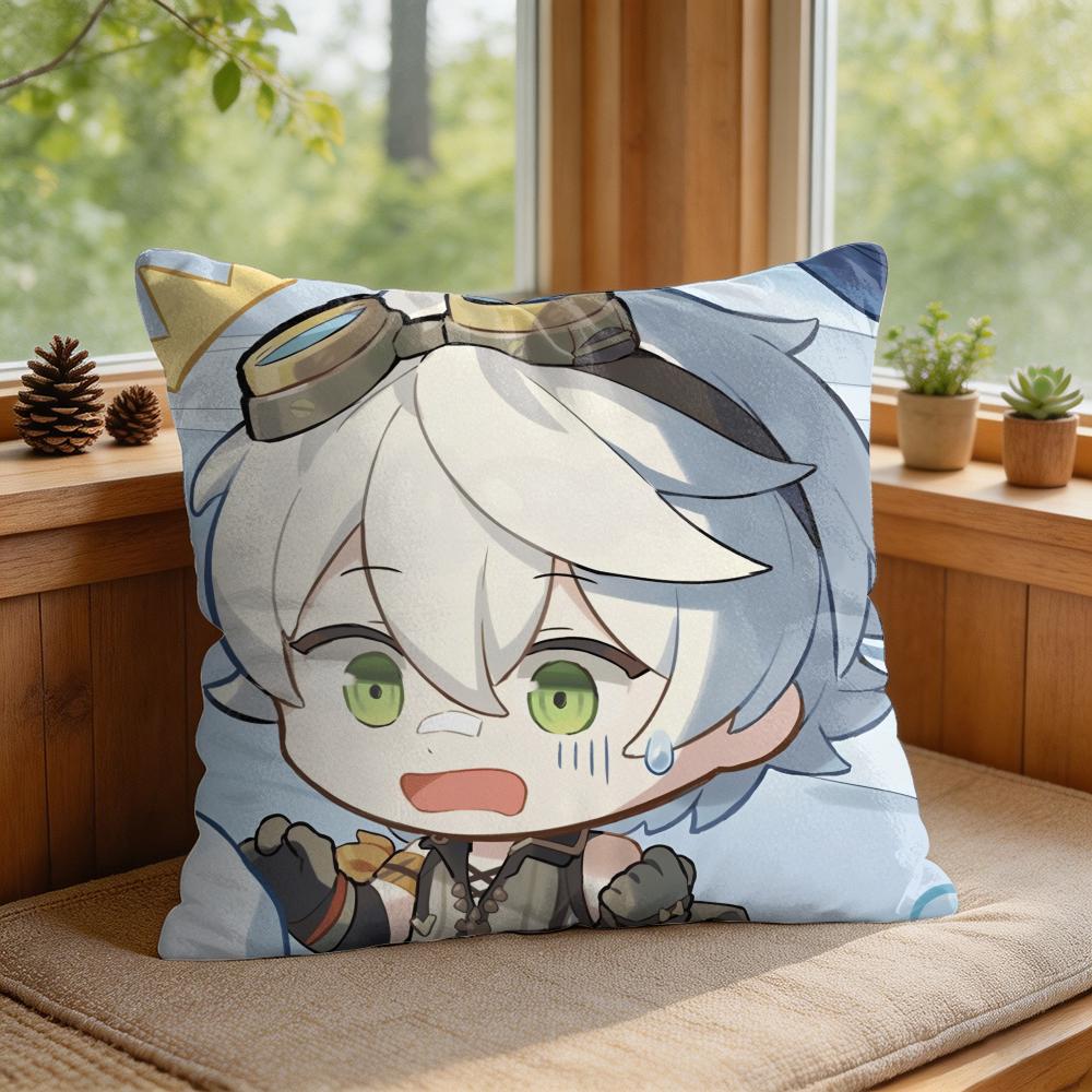 Bennett Cute Genshin Impact Cushion Cover Square Short Plush Pillow Case Living Room Sofa Home Decor Funda X
