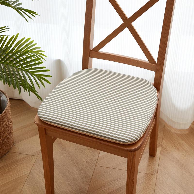 Solid Wood Dining Chair Cushion - Horseshoe Shaped Printed Cotton Linen