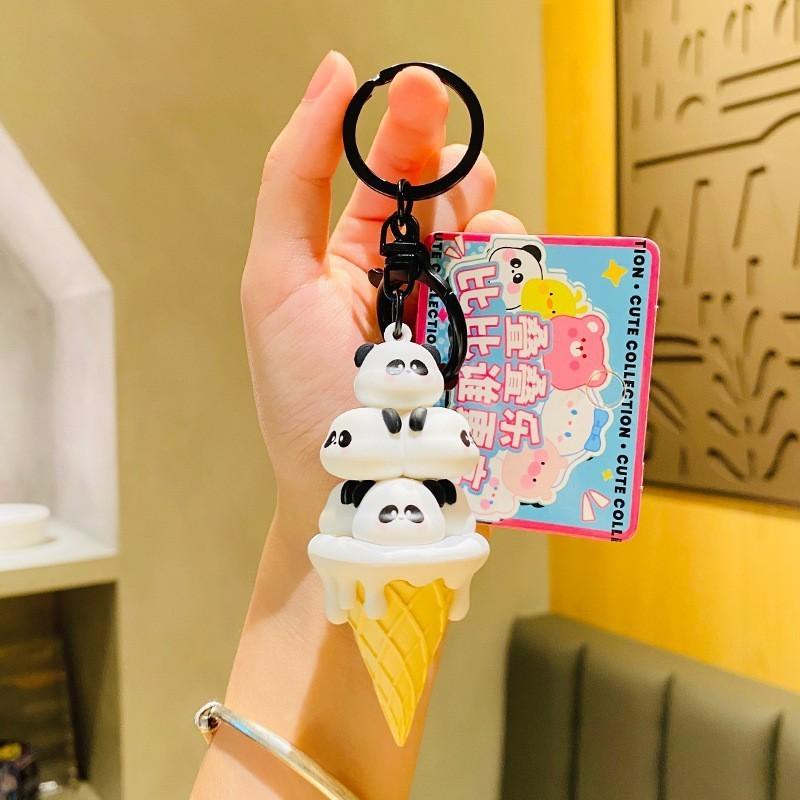 Unique Cream Ice Stack Keychain Adorable Silicone Cartoon Bag Accessory