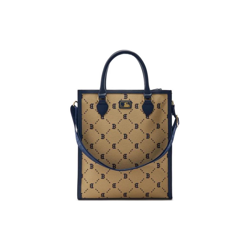 New MLB PVC Tote Bag Shopping Bag Shoulder Bag Crossbody Bag Handbag Medium Size Unisex Khaki 7ACRMD24NGP001-43BGS