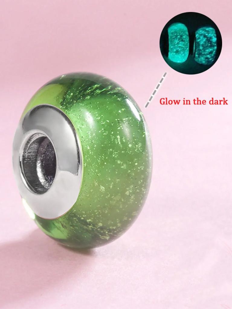 Colorful Night Light Beads Charm Copper Plated Fit Charms Copperoriginal Bracelet For Jewelry Making Diy Charm