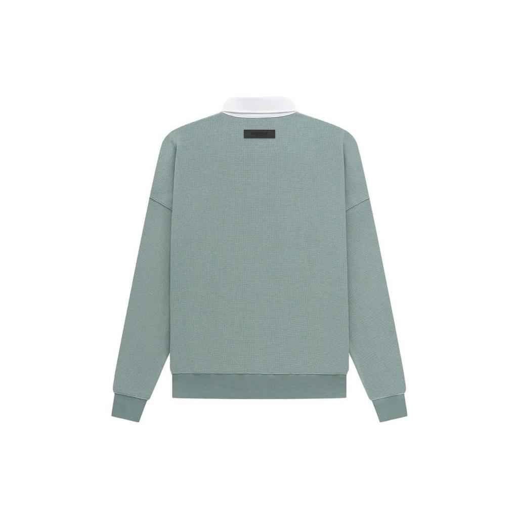 Fear of God Essentials SS23 Henley Rugby With Sycamore Logo Long Sleeve Polo Shirt Men Tops Mist-Blue FOG-SS23-056