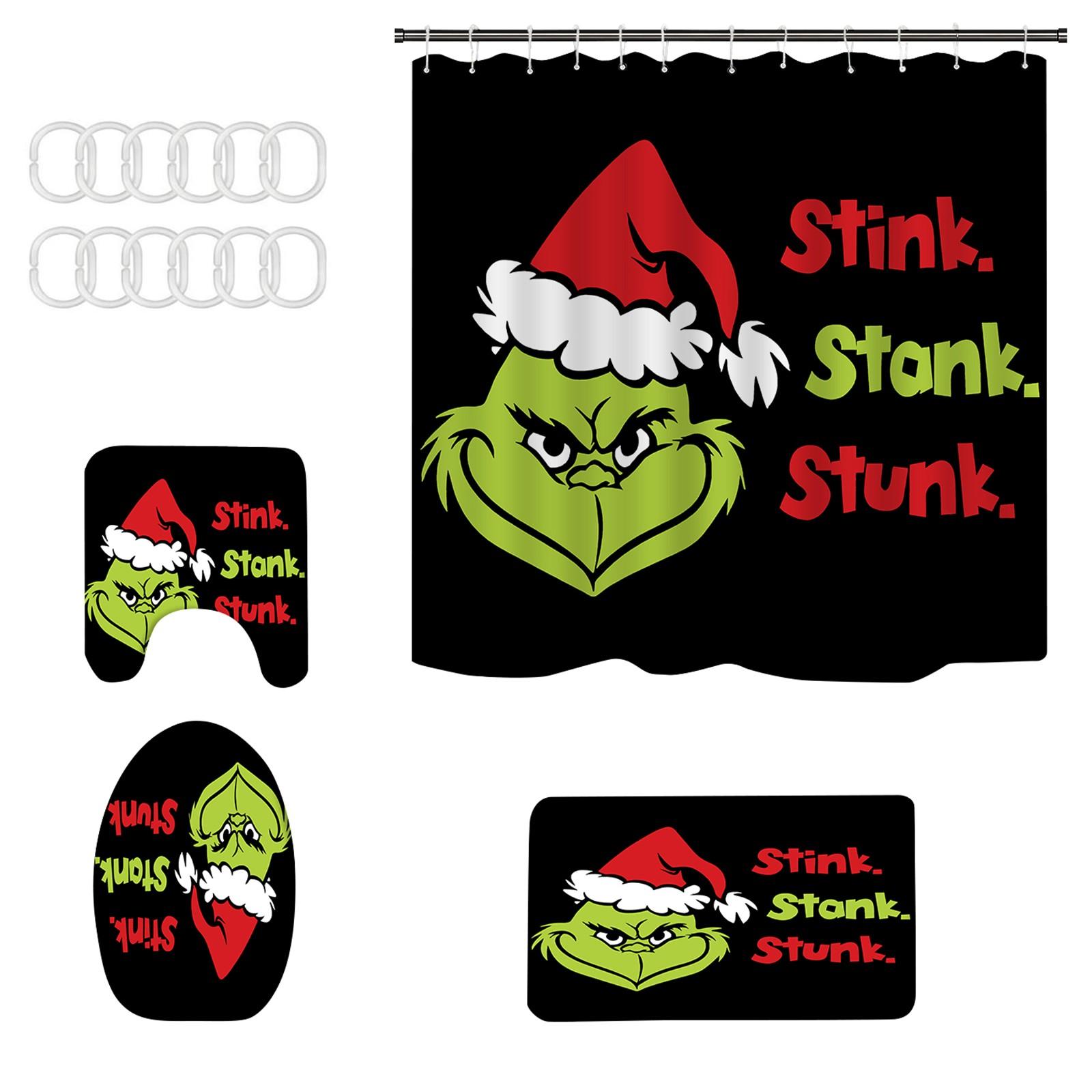 

Christmas Polyester Shower Curtain Mat Set Of Four One Size