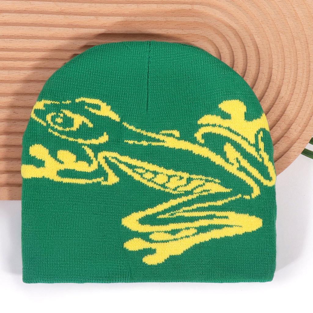 

Unisex Frog Knit Hat With Warmth Function For Outdoor Activities зелёный