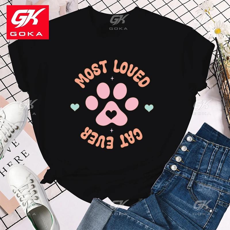 

Premium Ctton T Shirt Most Loved Cat Ever Print T Shirts for Women Short Sleeve Round Neck Top Cute FashionCreative Unisex Tees 3XL