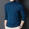 Men's Machine Washable Merino Wool High Neck Sweater, Solid Color, Double Folded Collar, Knitwear for Middle-Aged Dads, Base Layer
