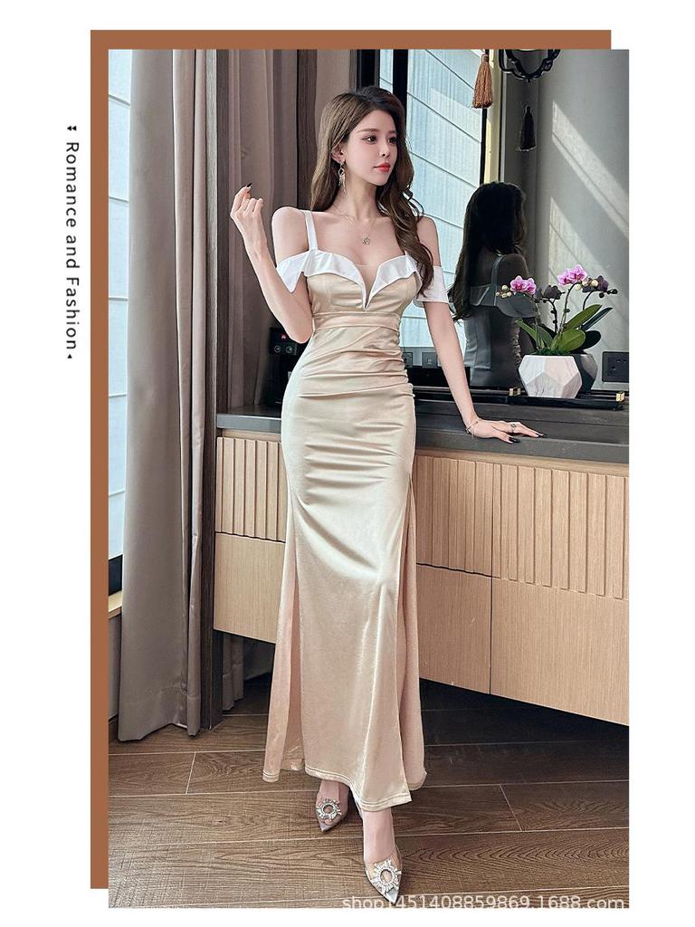 2025 Sexy Low-Cut Bodycon Evening Gown - Slimming Long Dress for Nightclubs