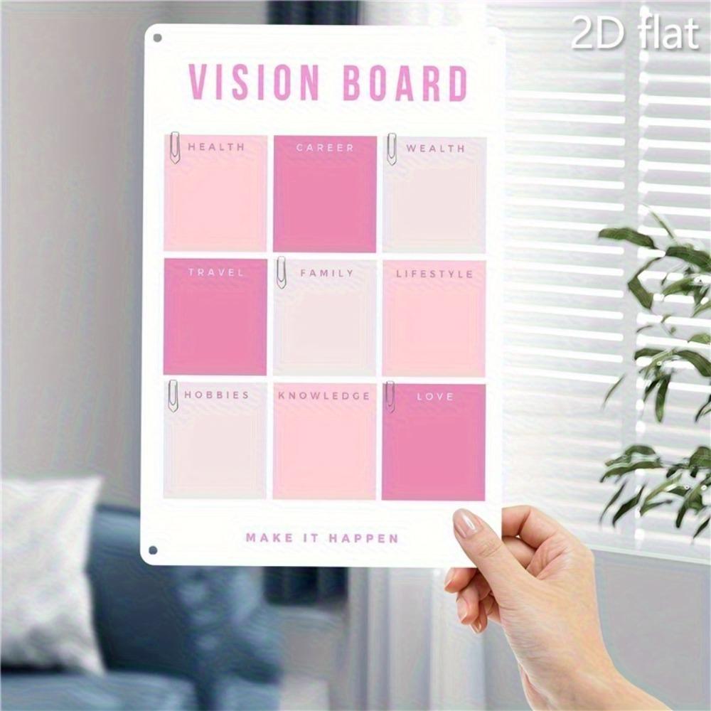 

Pink White Metal Wall Art 2D Flat Vision Board Weatherproof Decor for Home Office Indoor Outdoor Pre Drilled Hanging белый