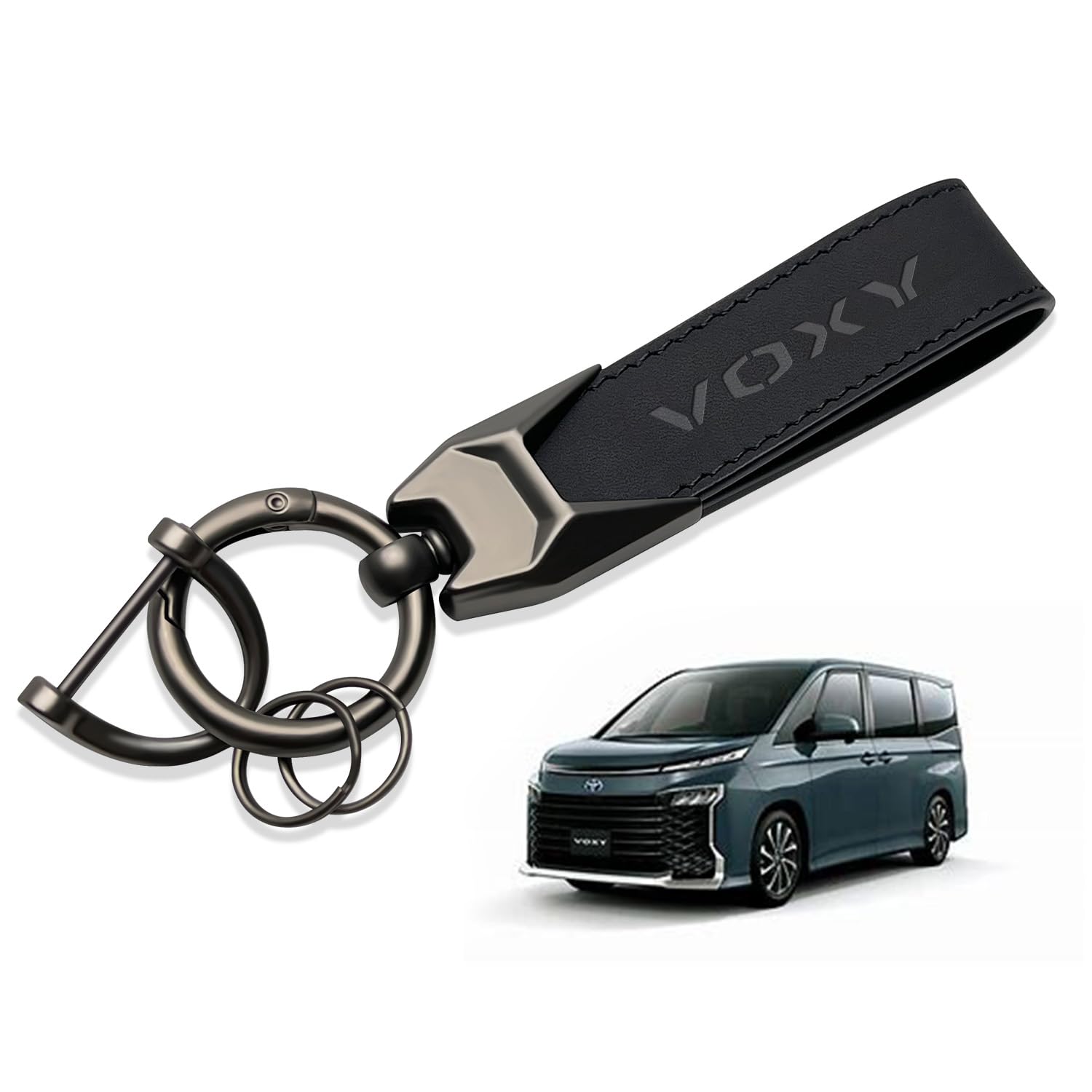 

Genuine Leather Car Key Holder for VOXY 90 Key Key Car Embossed Carabiner Soft to the Black [MiJuduo] Series, Ring, Chain, Logo, Anti-Rust, Strap, чорний