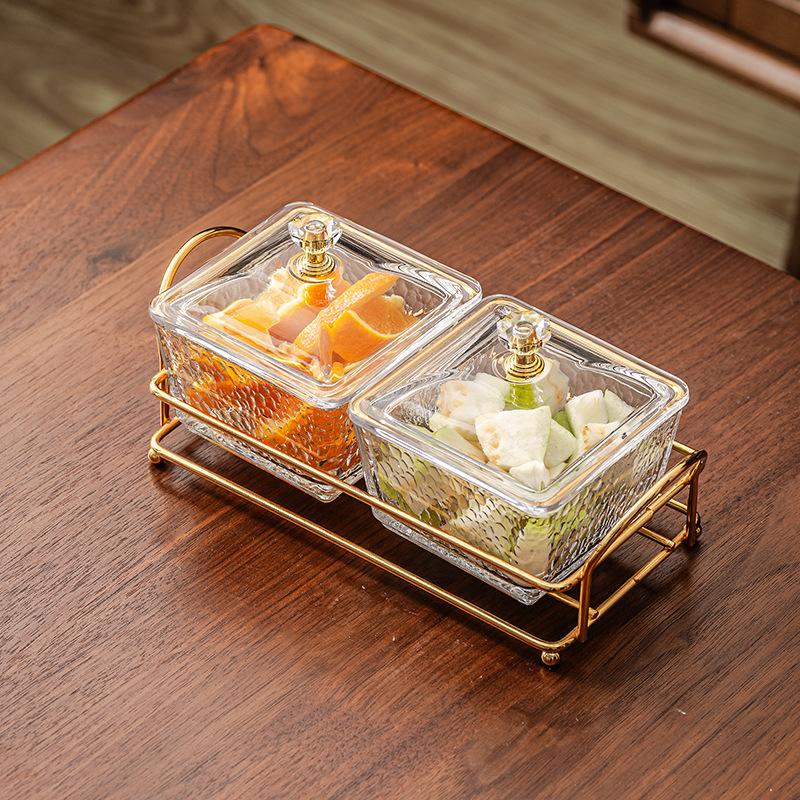 Skleněná Dělící Mísa na Ovoce Komerční Servírovací Mísa na Svačinu Talíř na Ovoce a Svačinu Elegantní Servírovací Podnos Ideální pro Večírky Bufety nebo Restaurace