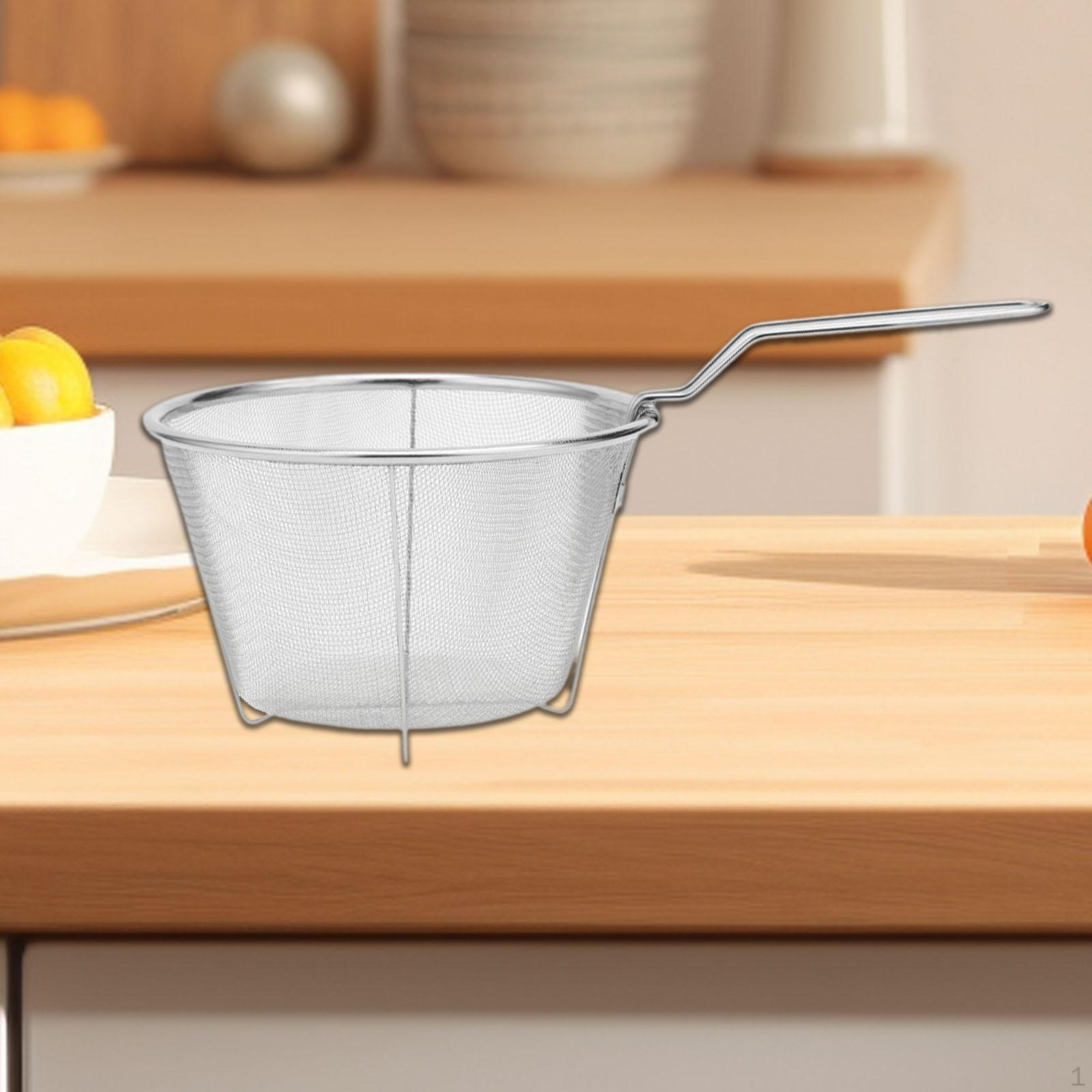 

Fries Basket Strainer Mesh French Fry Chips Cooking Tool Stainless Steel Fryer for 15cm