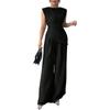 Women's 2-Piece Fashionable Casual Sleeveless Asymmetric Top And Wide-Leg Pants Set