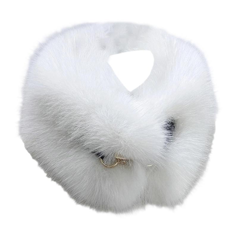Luxurious Faux Furred Scarf Winter Neck Wrap For Women Men Soft Animal Friendly Fashion Accessory белый