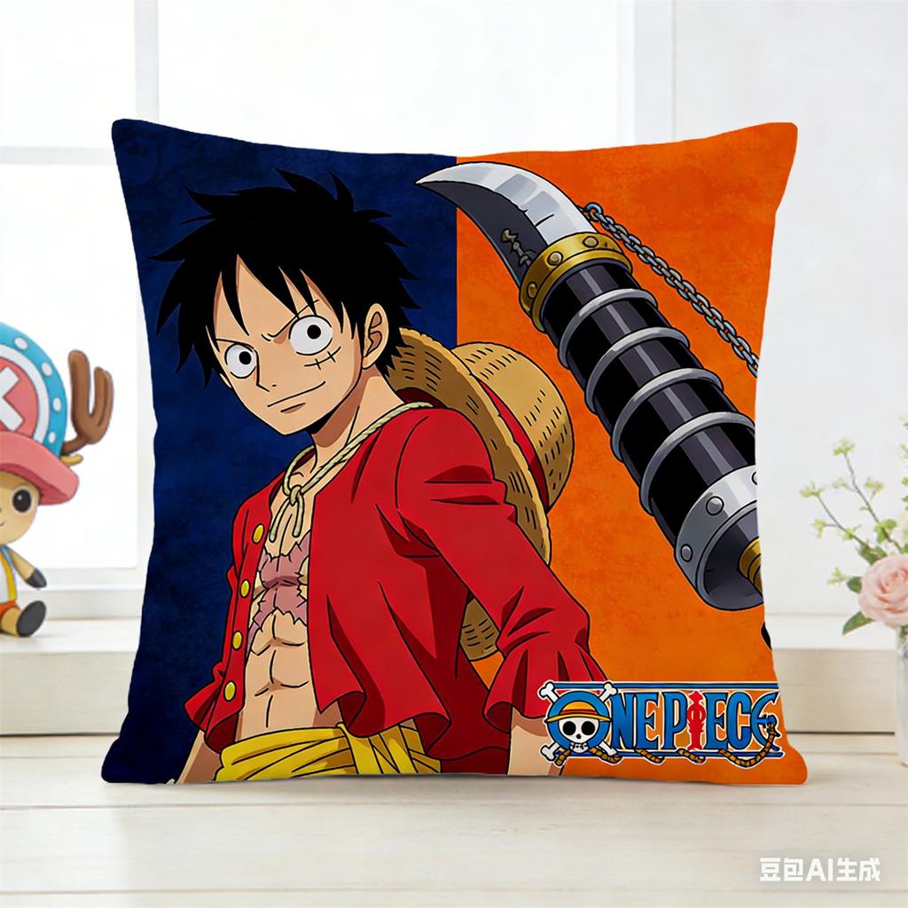 One Piece Luffy Zoro Sanji Printed Pillow Case Cartoon Anime Cushion Cover For Sofa Home Decorative Throw Pillow Cover