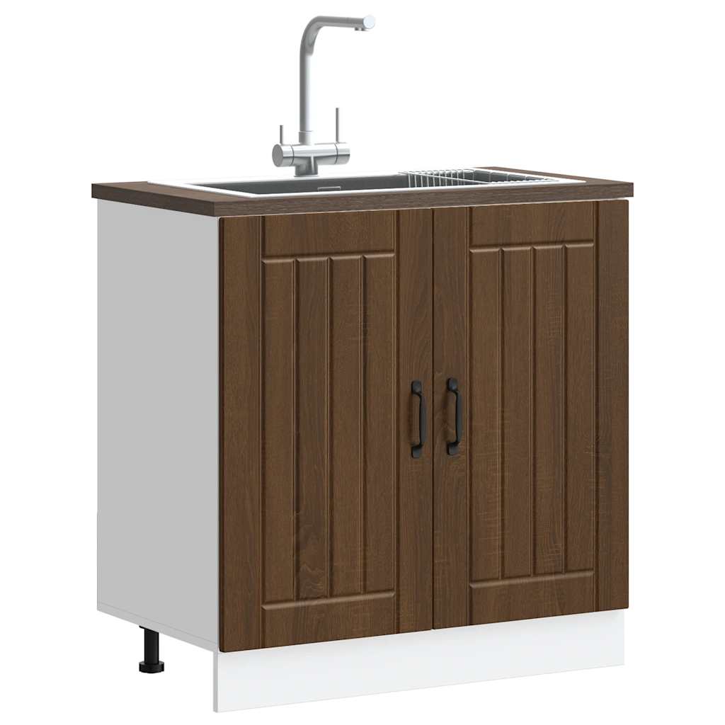Lucca Kitchen Base Cabinet Brown Oak Effect Particleboard