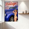 Vintage Hot Rod Car Sexy Blonde Bikini Pin-up Art Metal Tin Sign Retro Wall Decor for Bar Pub Home 8x12 Inch