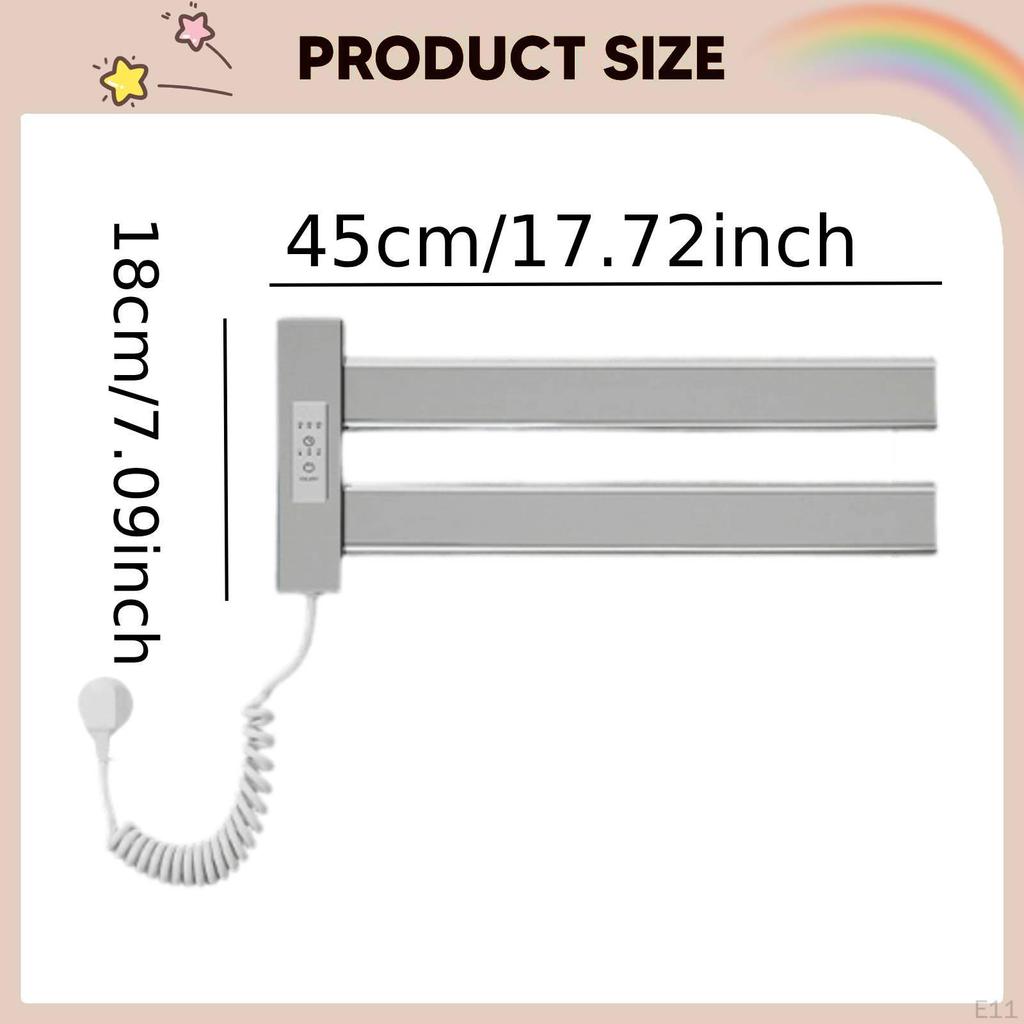Electric Heated Towel Rack Smart Temperature Control Warming for Shower Black