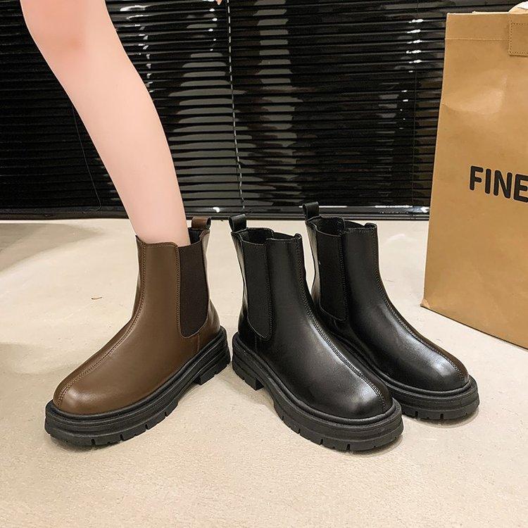 Fashionable and Comfortable Chelsea Boots Female Fall Inside Short Boots Thick Bottom Smoke Tube Boots