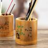 Plum orchid and chrysanthemum carving multifunctional bamboo and wood pen holder office desktop creative decoration storage box