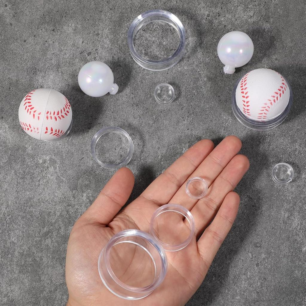 15 Pcs Clear Sphere Display Stand, Plastic Sphere Stands Ball Stand Holder Rings Acrylic Clear Small, Medium, Large Round Baseball Ring Stands for