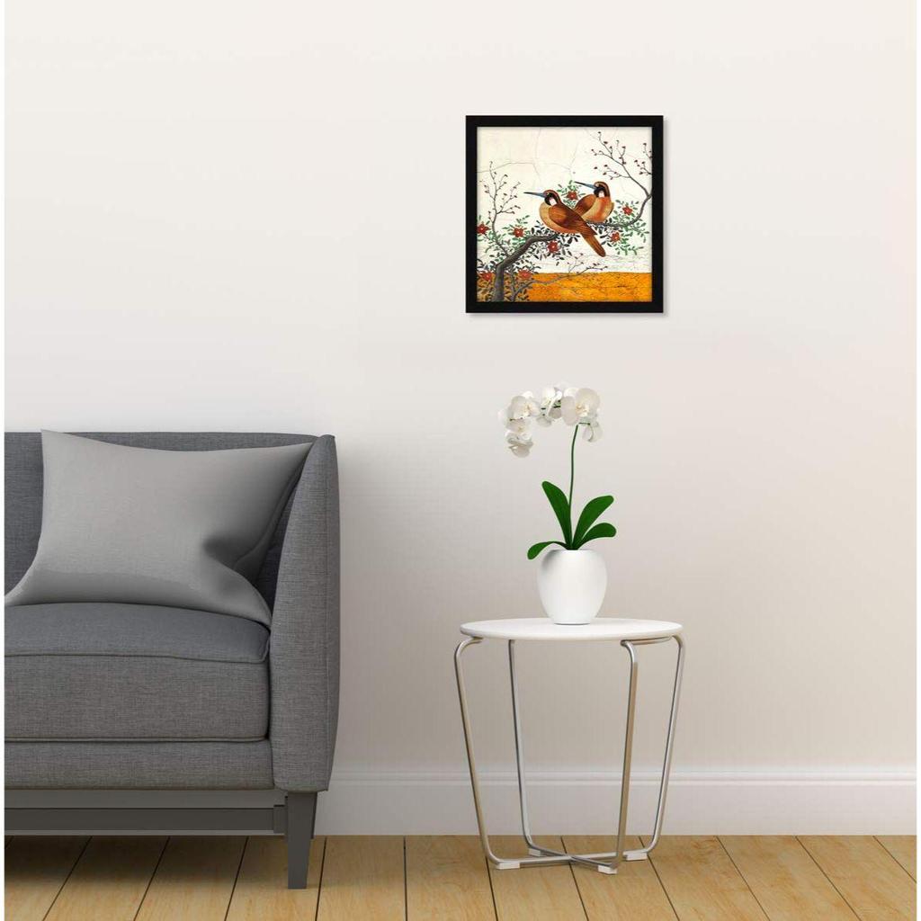 Wandbild „Zwei Vögel“ aus Papier, mehrfarbig, Vogel, 13 x 13 Zoll, 1er-Set