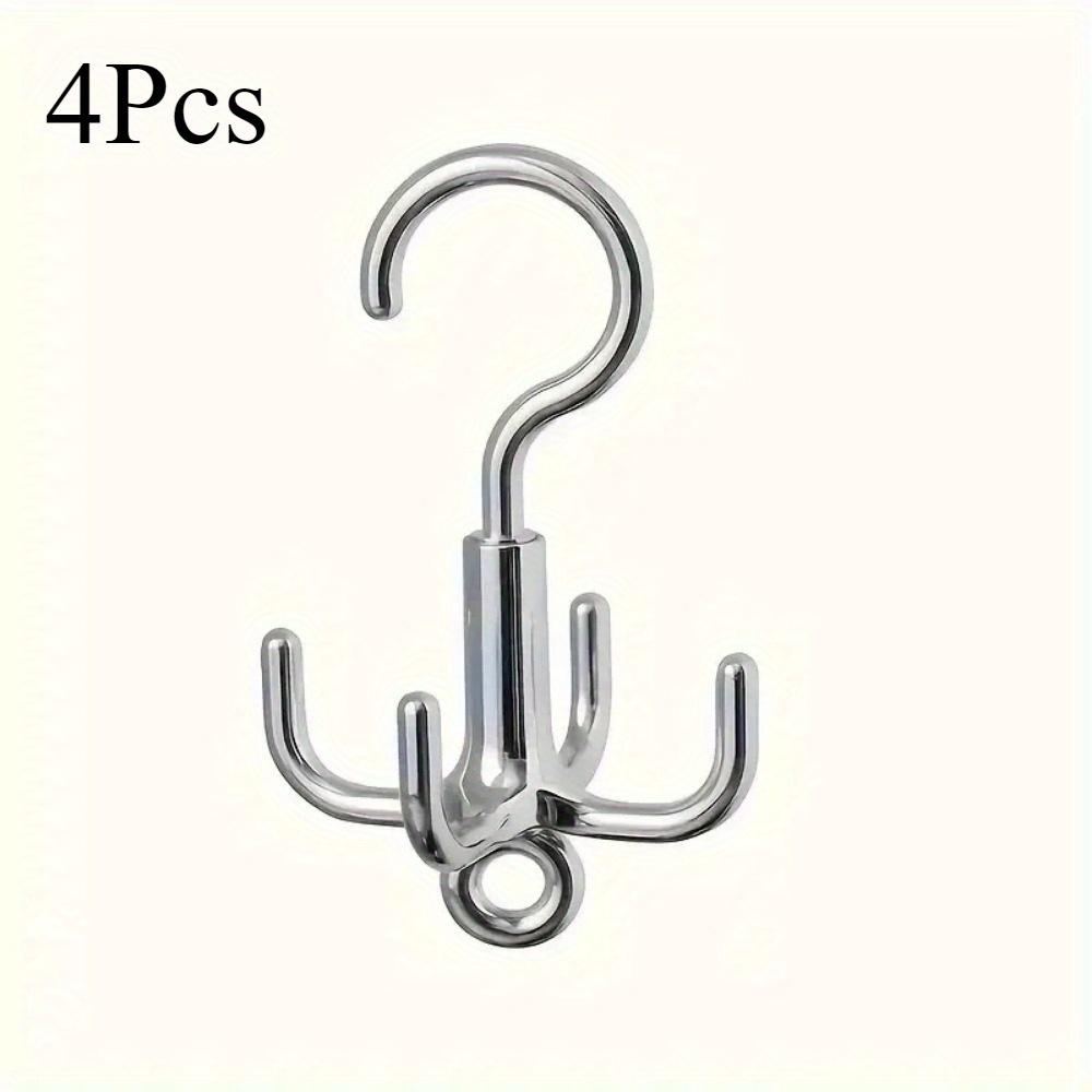 

4 шт. Многофункциональный вращающийся пластиковый крючок с 4 лапками, Вращающаяся вешалка для одежды, Органайзер для ремней, Стойка для хранения шарфов 4Pcs