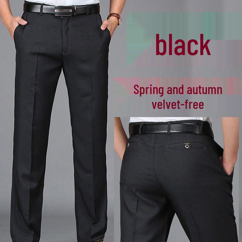 Pánské zesílené sametové volné rovné ležérní kalhoty na podzim a zimu - Ideální pro střední a starší dospělé