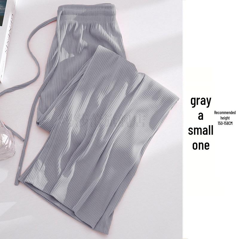 Ice Silk High-Waisted Wide-Leg Pants for Women - Summer Thin Style, Plus Size, Petite, Straight Leg, Drape, Casual, Slimming, Sun Protection