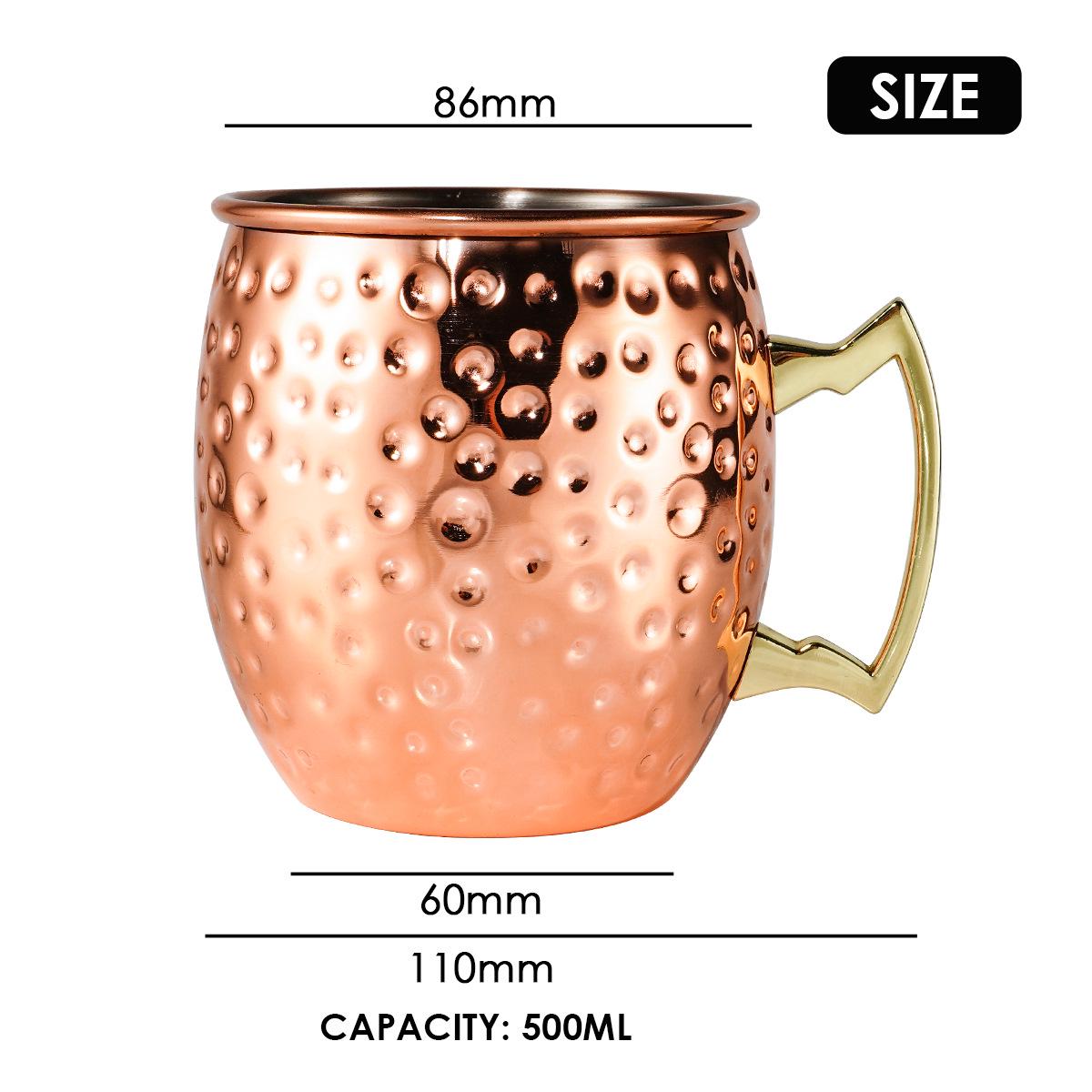 

Покрытая медью кружка для пива Moscow Mule из кованой нержавеющей стали 304 Hammered Texture