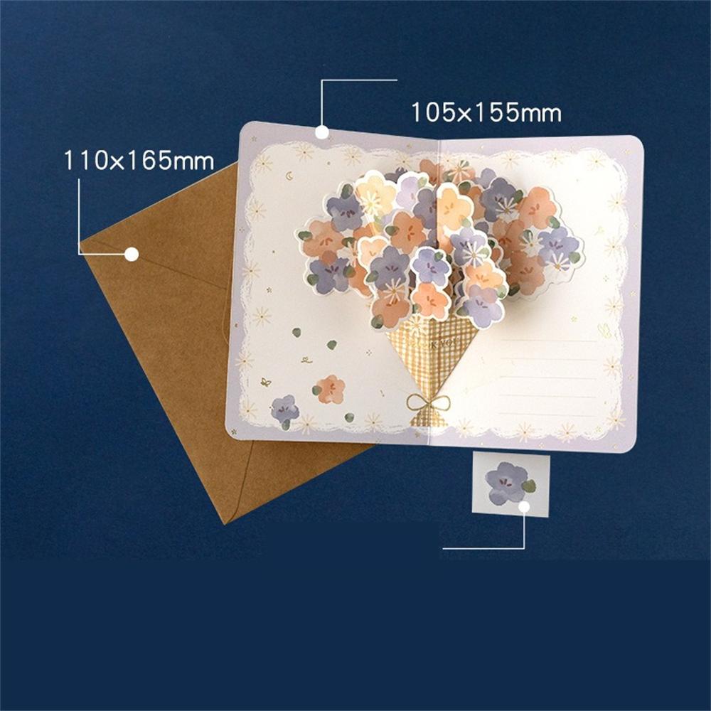 Flower 3D Greeting Card Festival Valentine's Mother's Teacher's Day Thanksgiving Blessing Card Confession Handwritten Card