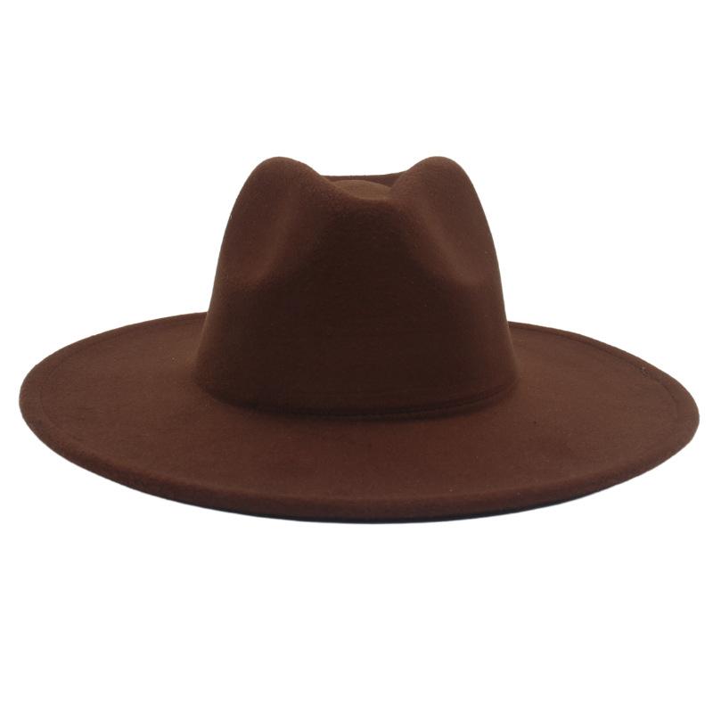 Big Brim Solid Color Cashmere Felt Hat Jazz Hat French Top Hat